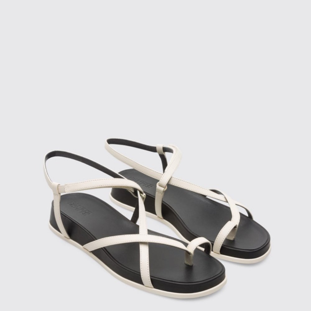 Camper Black and White Strappy Toe Sandals